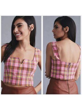 NWT MAEVE by ANTHROPOLOGIE  Structured Plaid Corset Top Size 4